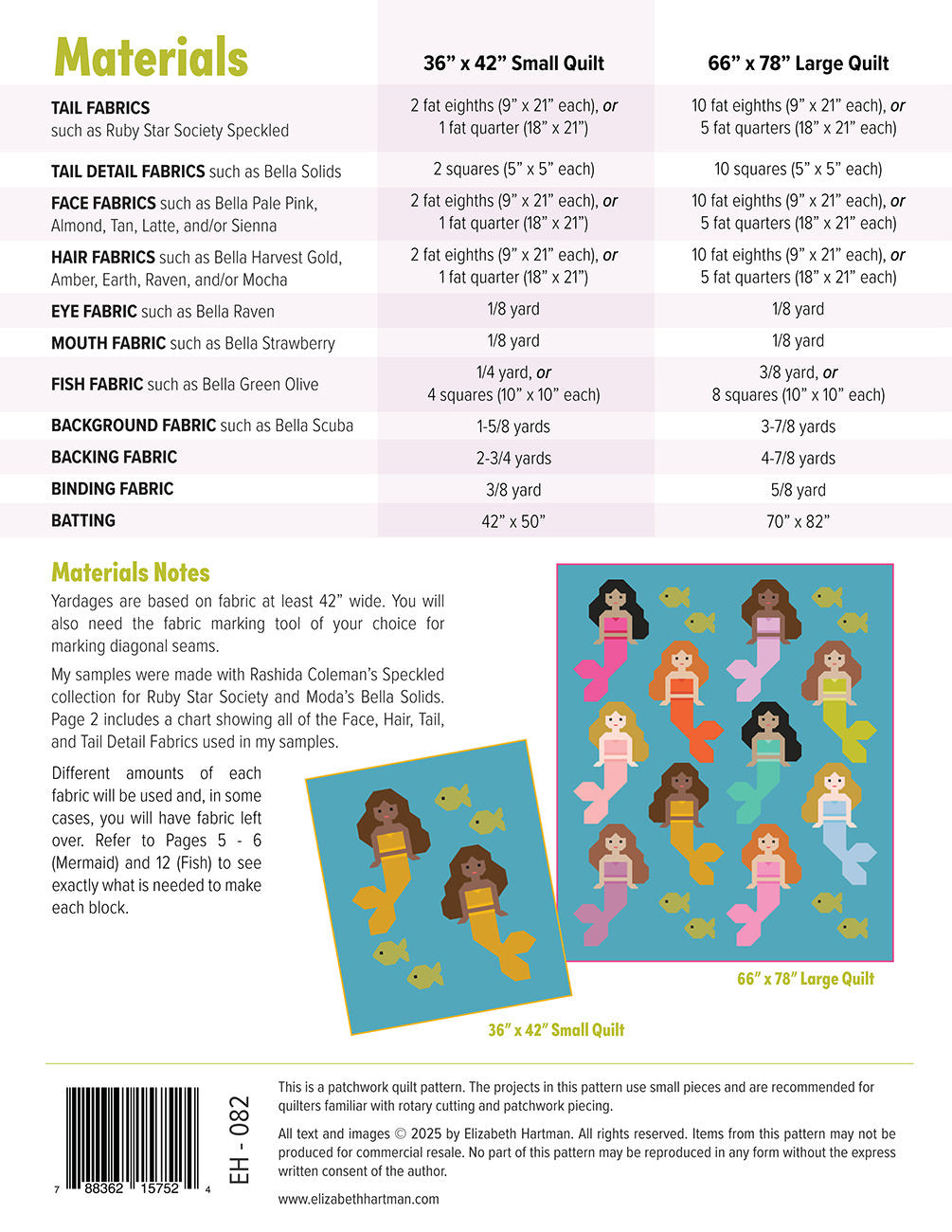 Schnittmuster Quilt "Mermaids" von Elizabeth Hartman