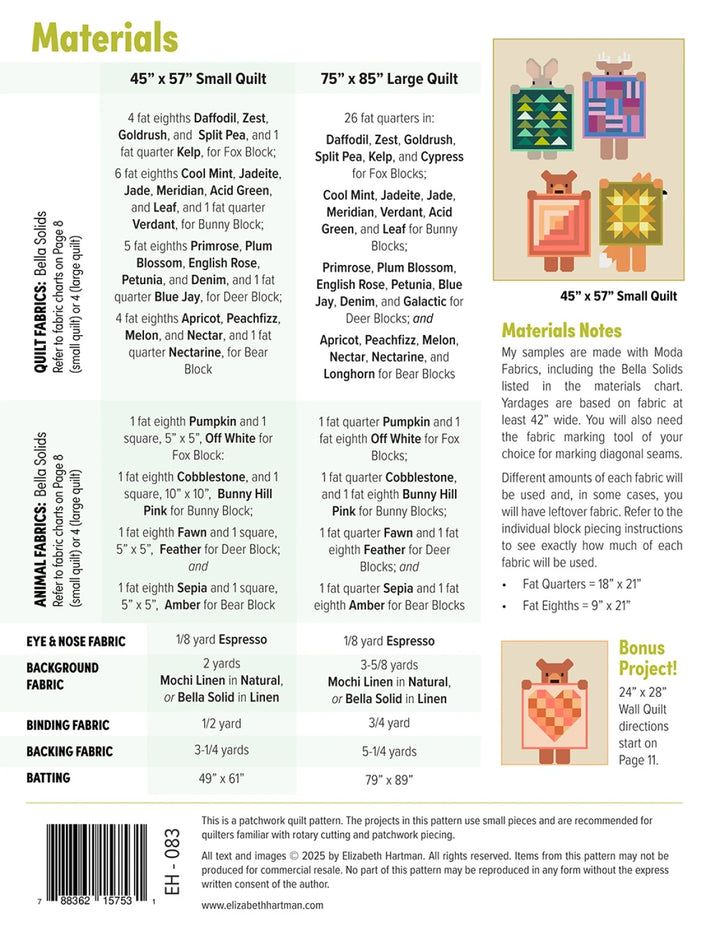 Schnittmuster Quilt "Show and Tell" von Elizabeth Hartman