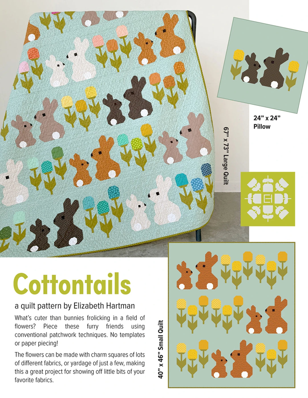 Schnittmuster Quilt - "Cottontails" von Elizabeth Hartman (Englisch)