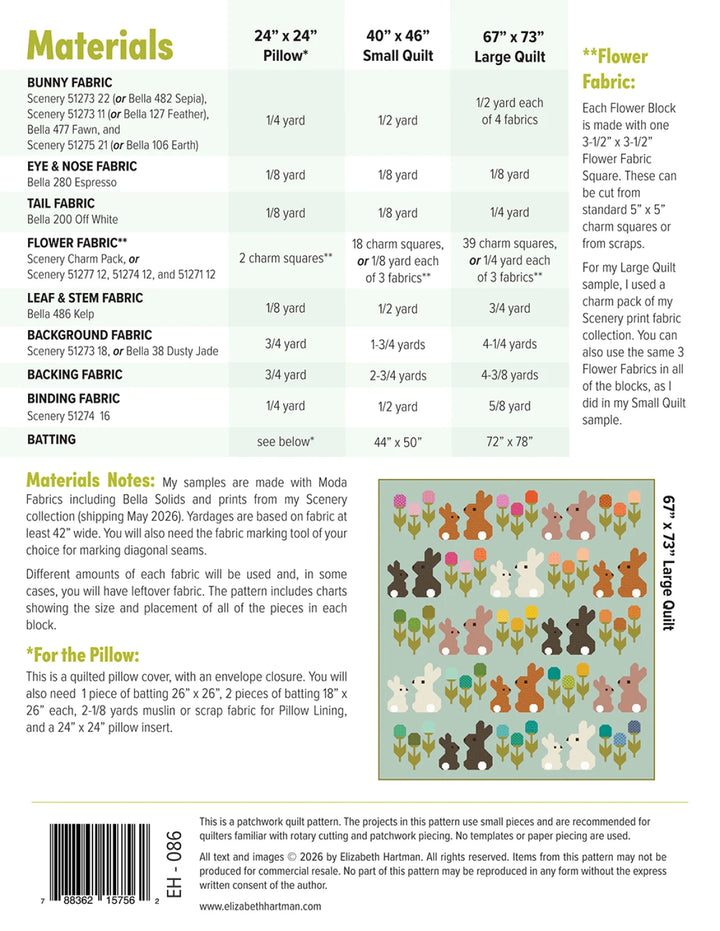 Schnittmuster Quilt - "Cottontails" von Elizabeth Hartman (Englisch)