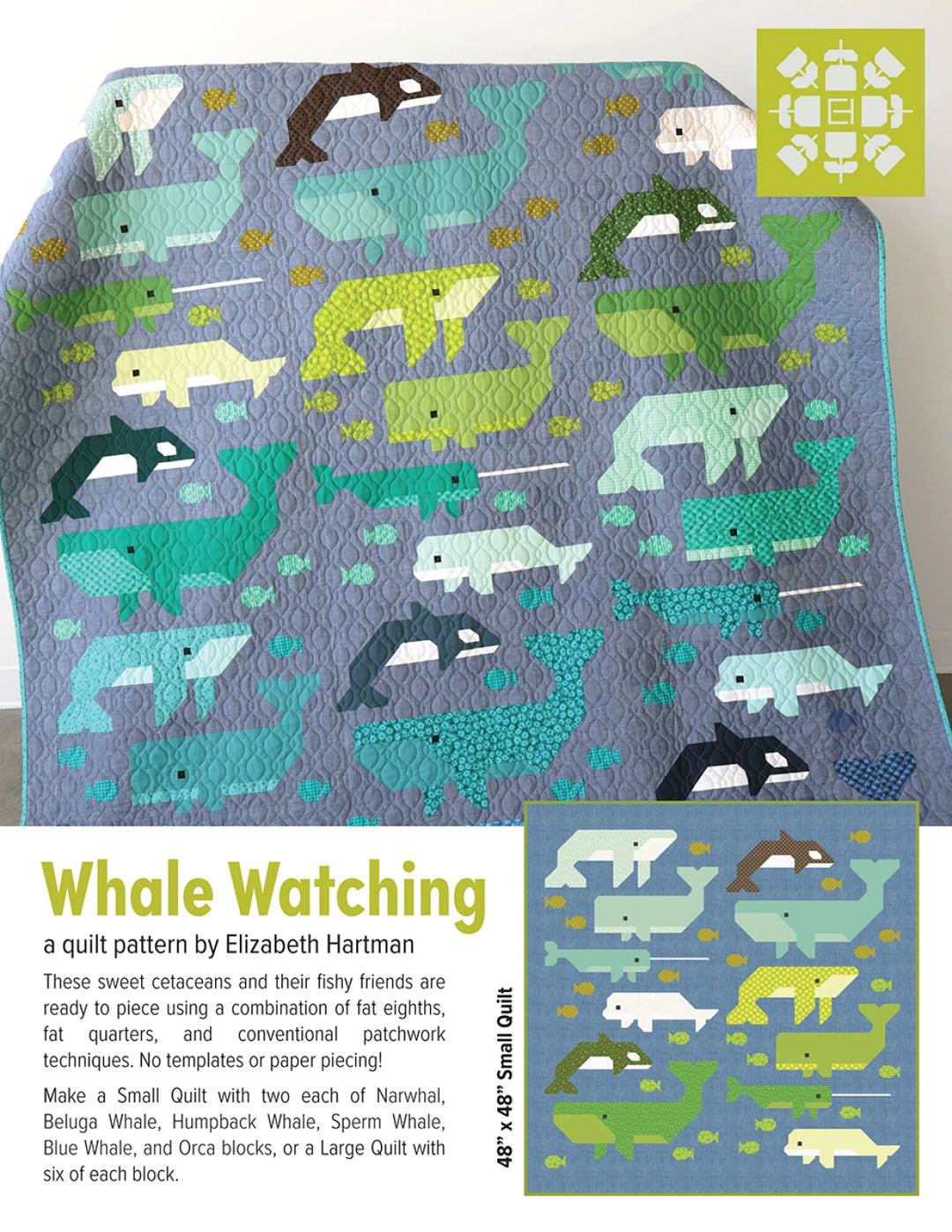 Schnittmuster Quilt - "Whale Watching" von Elizabeth Hartman (Englisch)