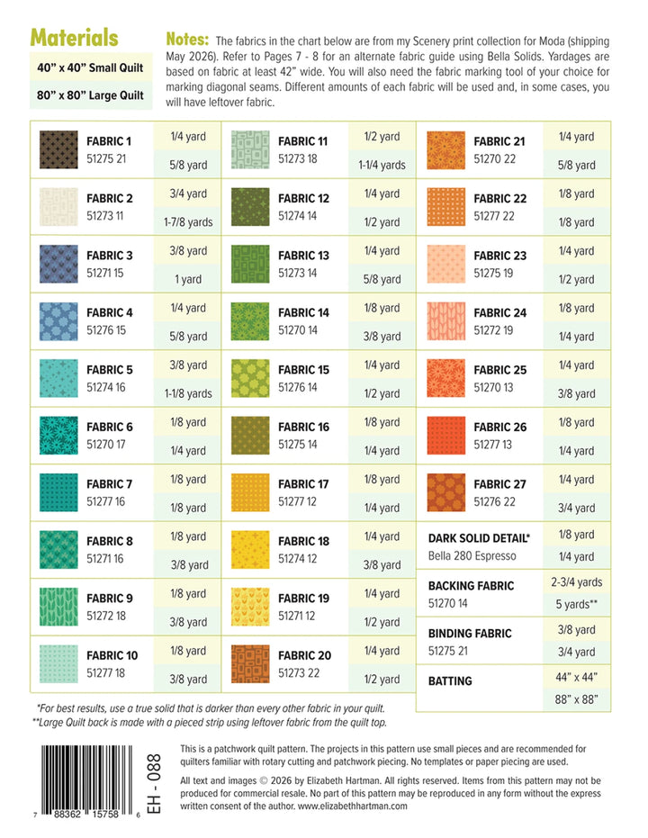 Schnittmuster Quilt - "Outdoors" von Elizabeth Hartman (Englisch)