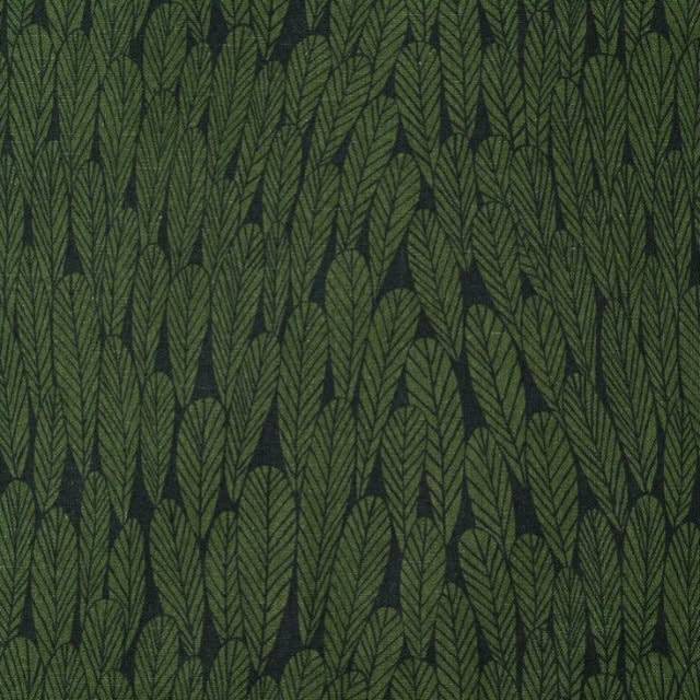 Kokka  Bookhou / Arounna Khounnoraj - Bloom - Leaf in Grün/Schwarz (CANVAS)