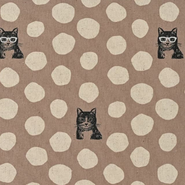 Kokka  Echino Cat Canvas - Hellbraun/Natur (Canvas)