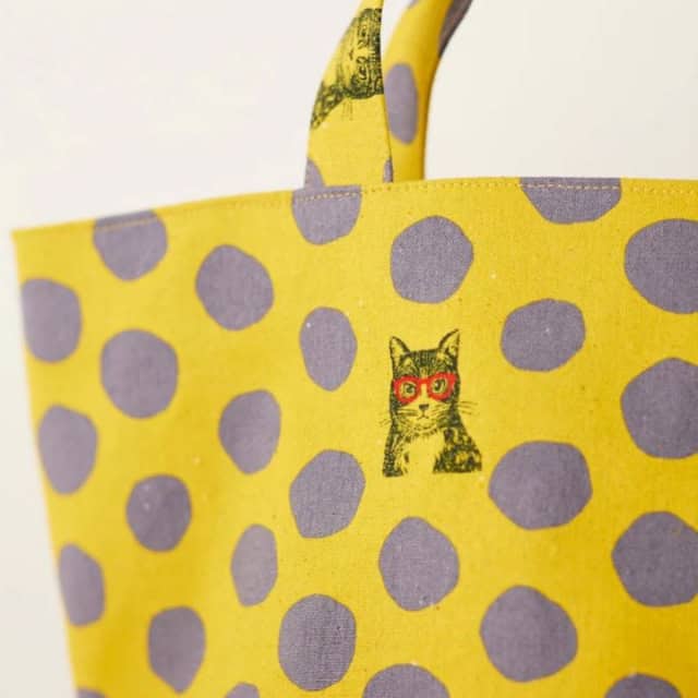 Kokka  Echino Cat Canvas - Gelb/Grau (Canvas)