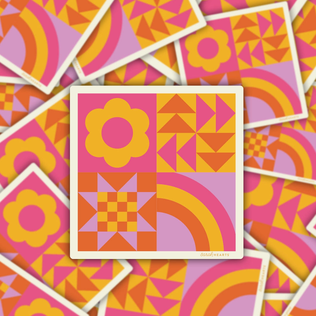 Sticker von Sarah Hearts: Colorful Quilt Block