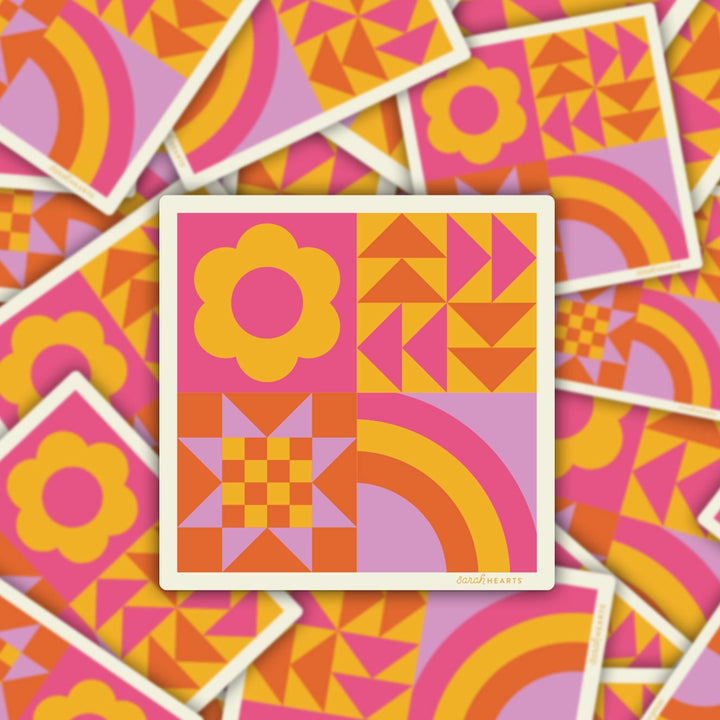 Sticker von Sarah Hearts: Colorful Quilt Block