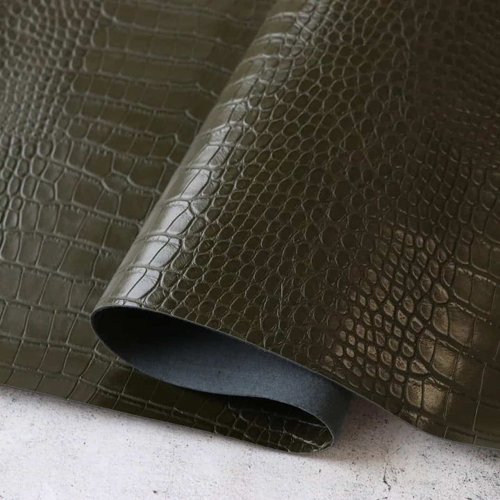 Kunstleder Alligator in Moss / Moosgrün