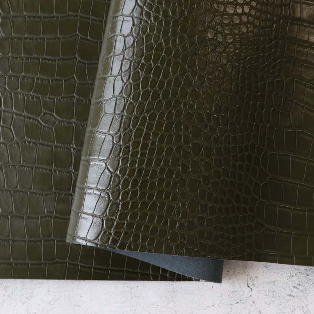 Kunstleder Alligator in Moss / Moosgrün