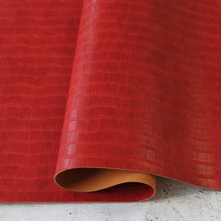 Kunstleder Crocodile in Crimson/ Rot