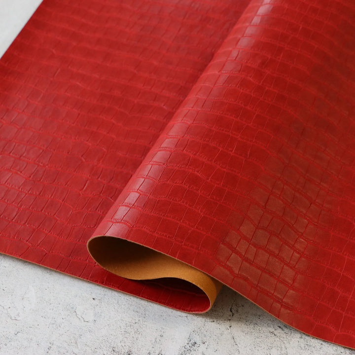 Kunstleder Crocodile in Crimson/ Rot