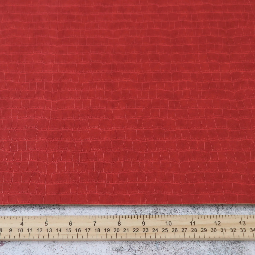 Kunstleder Crocodile in Crimson/ Rot