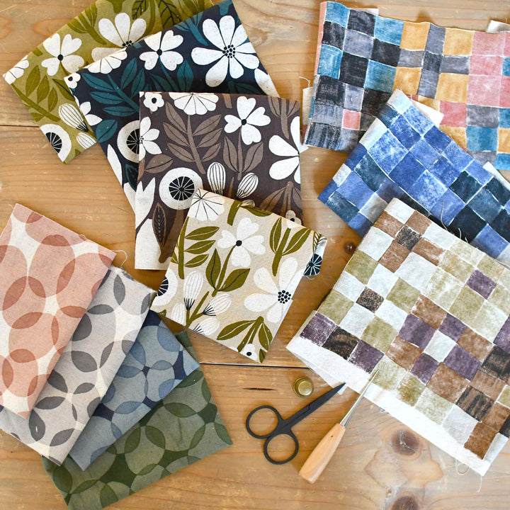 Kokka  Cotton Linen Canvas - Bookhou - Gather - Flowers in Green