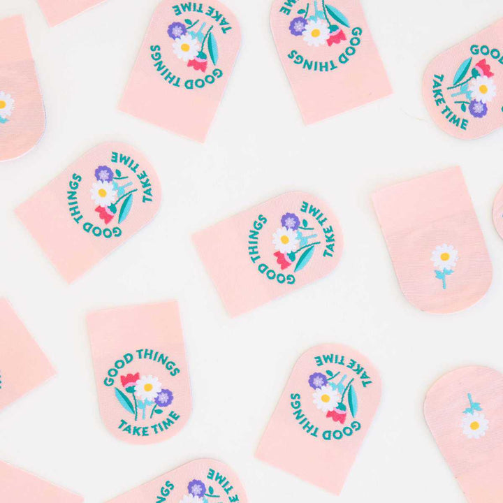 Webetiketten von Sarah Hearts: Good Things Take Time (4 Stück)