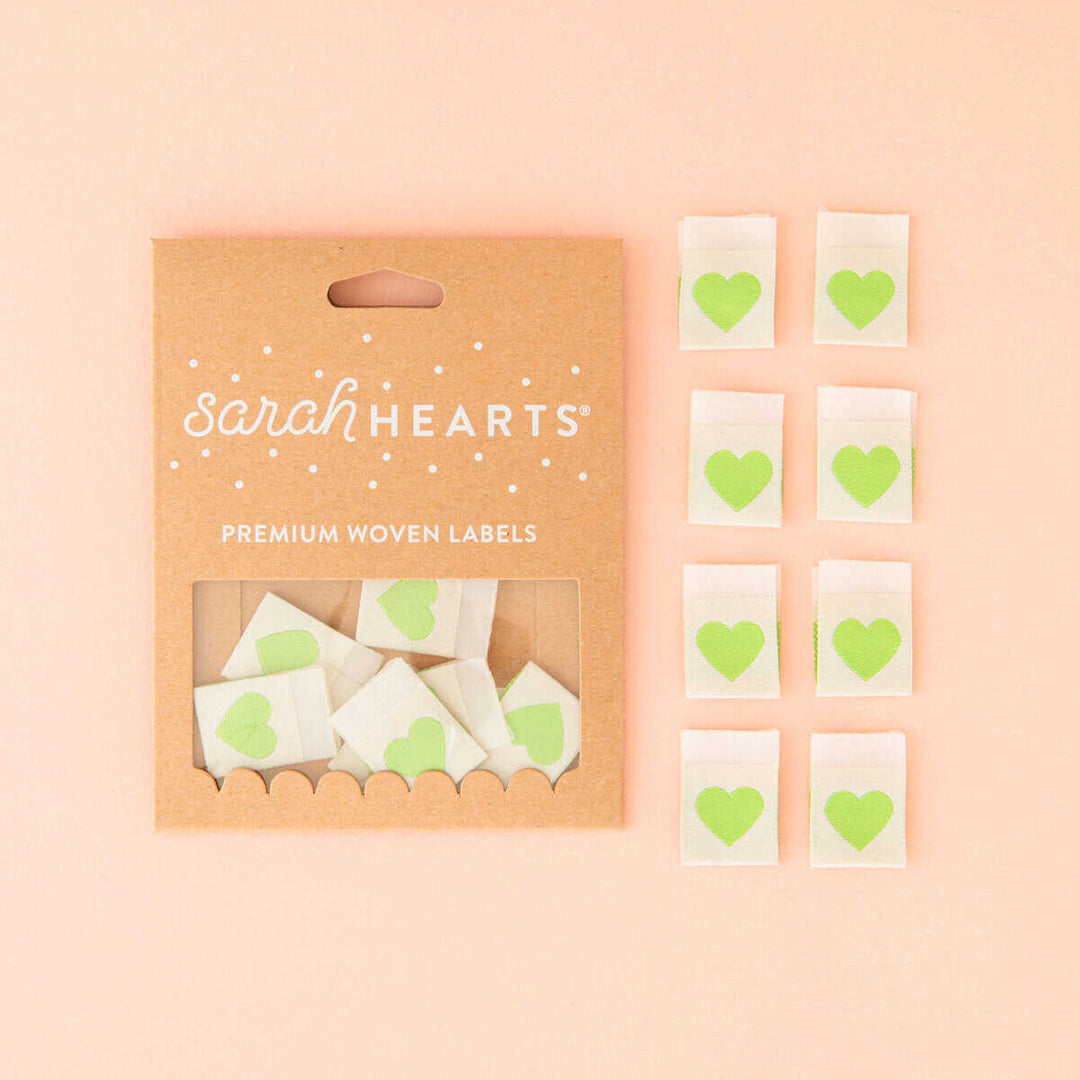 Webetiketten von Sarah Hearts: Green Heart (8 Stück)