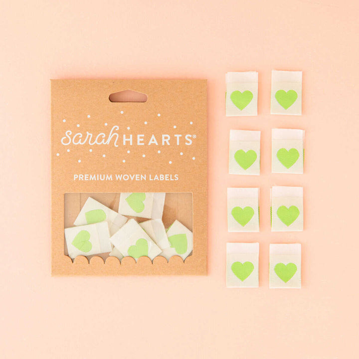 Webetiketten von Sarah Hearts: Green Heart (8 Stück)