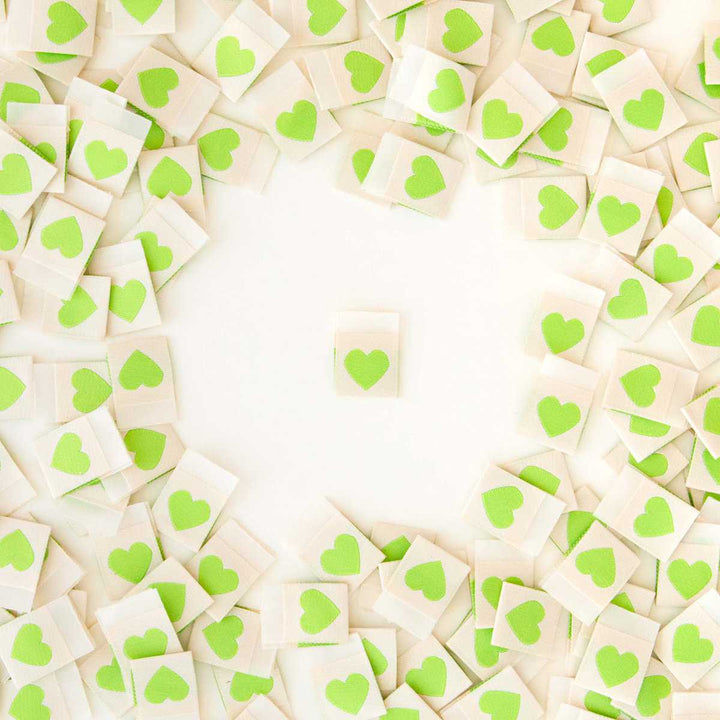 Webetiketten von Sarah Hearts: Green Heart (8 Stück)