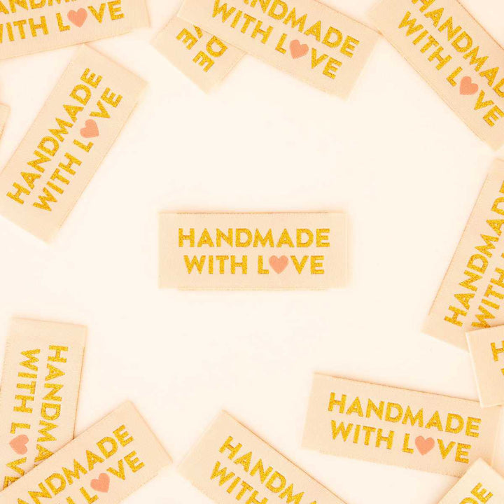 Webetiketten von Sarah Hearts: Handmade with Love Gold (8 Stück)