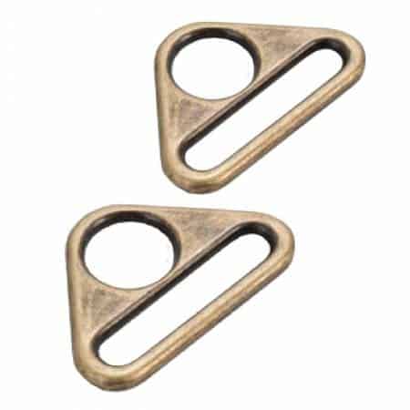 1" Dreieckige Zweilochringe in Brass für Taschen (2-er Set)