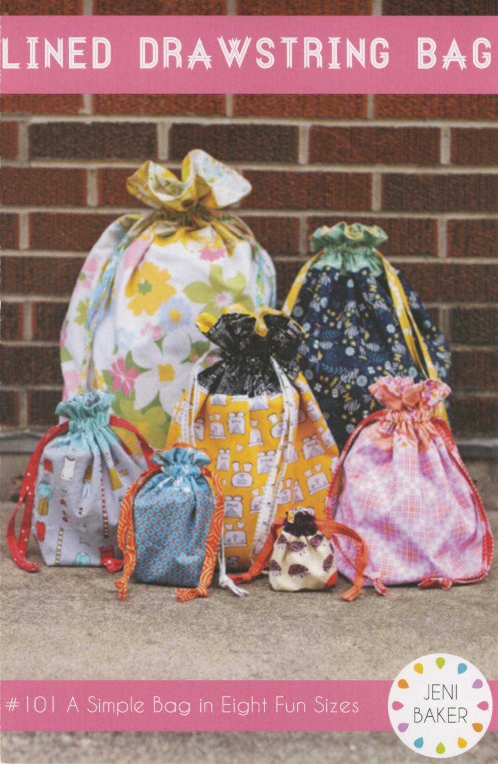 Schnittmuster Tasche "Lined Drawstring Bag" von Jeni Baker (englisch)