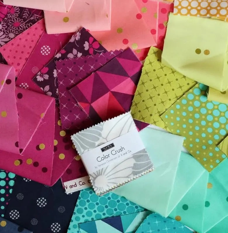 Moda Fabrics - V and Co. - Color Crush - X and O Blenders Dot in Lime