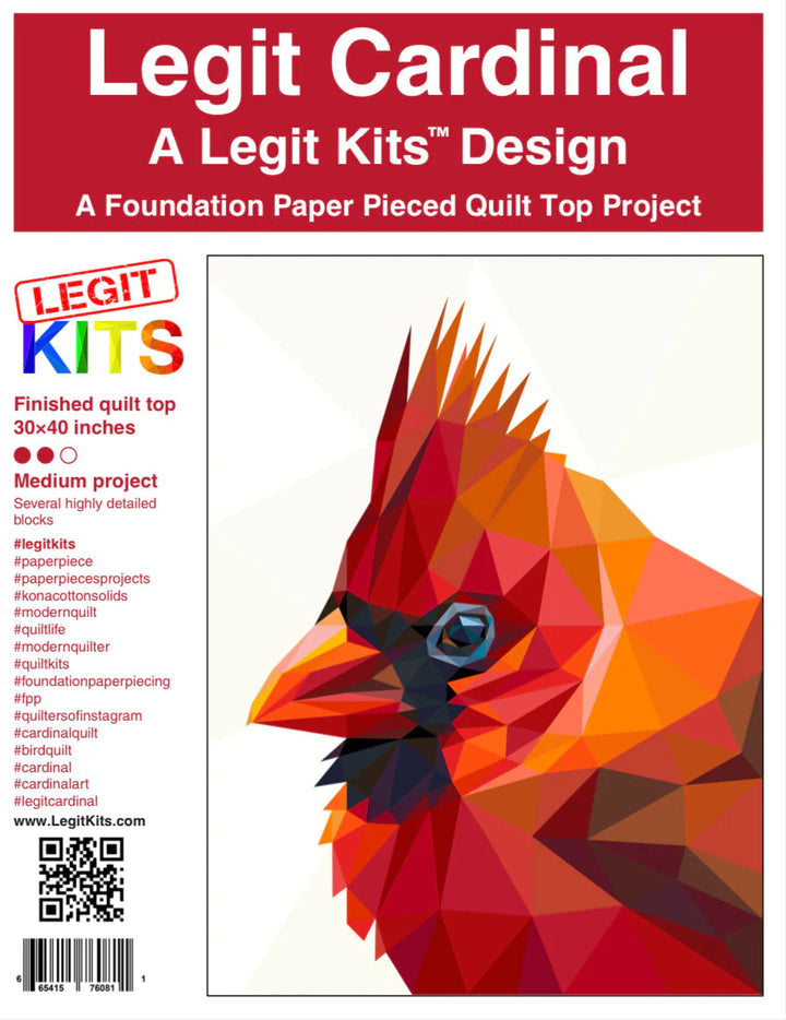 Patchwork-Schnittmuster - Legit Kits - "Legit Cardinal "(Foundation Paper Piecing)