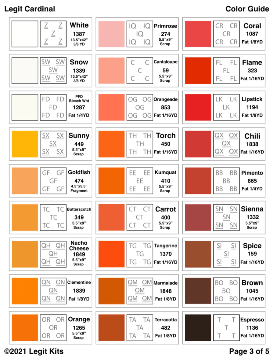 Patchwork-Schnittmuster - Legit Kits - "Legit Cardinal "(Foundation Paper Piecing)