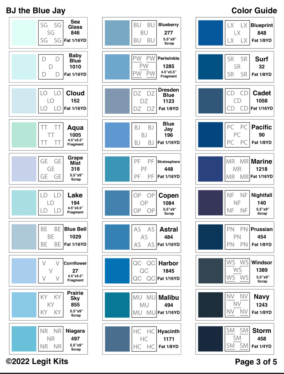 Patchwork-Schnittmuster - Legit Kits- "BJ the Blue Jay" (Foundation Paper Piecing)