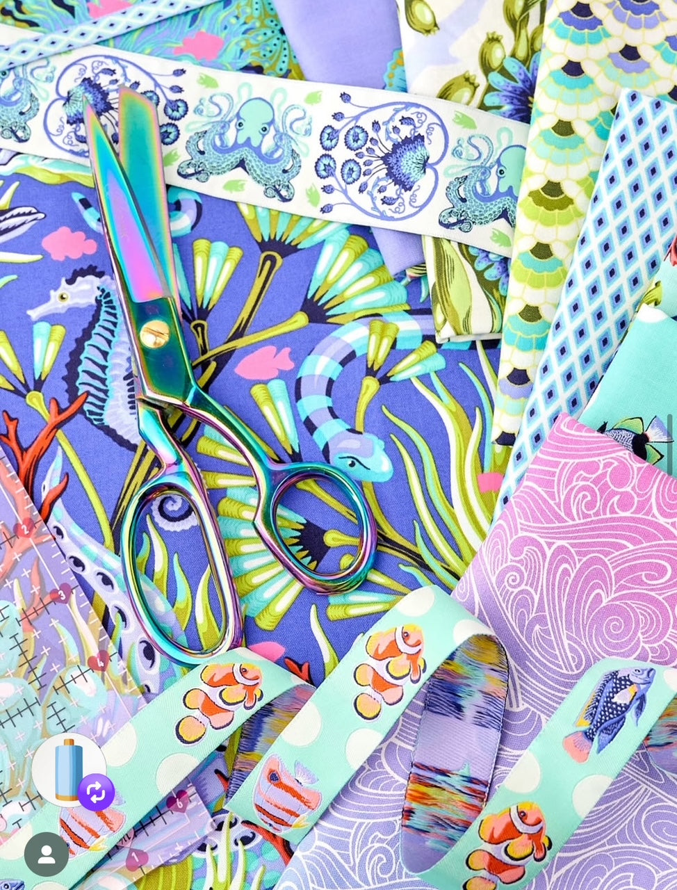 Tula Pink - Floral Reef - Reef What You Sew in Marine