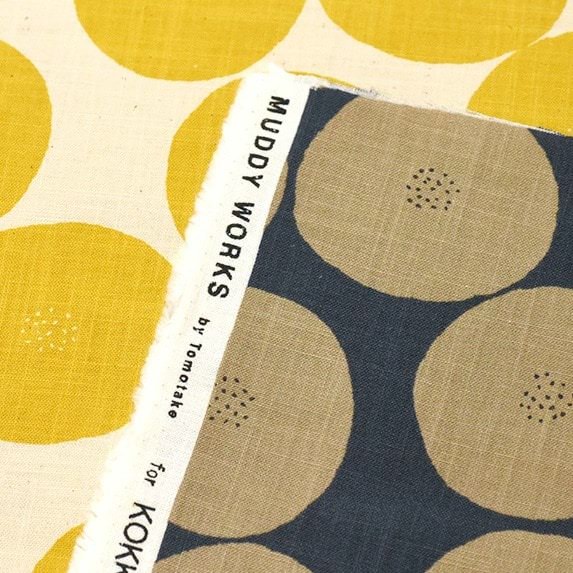 Kokka  MUDDY WORKS Anpan in Weiß/Hellblau (Lightweight Canvas)