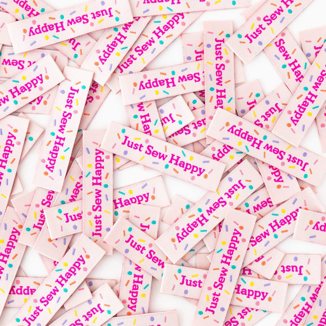Webetiketten von Sarah Hearts: Just Sew Happy (8 Stück)