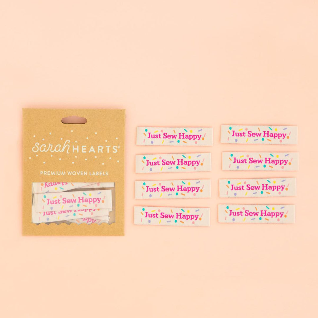Webetiketten von Sarah Hearts: Just Sew Happy (8 Stück)