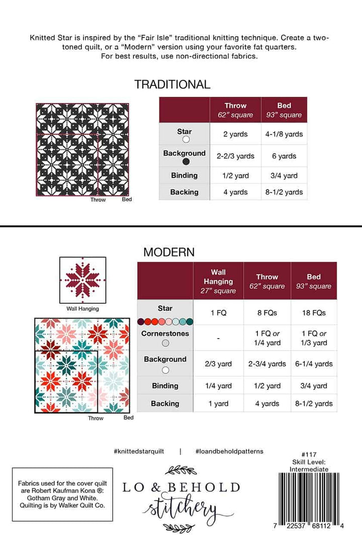 Quilt-Schnittmuster "Knitted Star" Lo &amp;amp; Behold Stitchery (englisch)