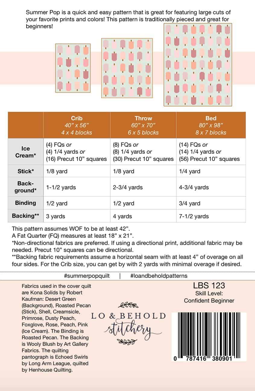 Schnittmuster Quilt "Summer Pop" von Lo &amp;amp; Behold Stitchery
