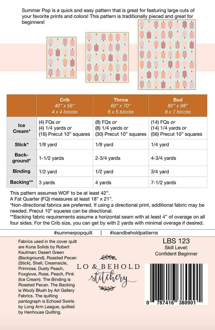Schnittmuster Quilt "Summer Pop" von Lo &amp;amp; Behold Stitchery