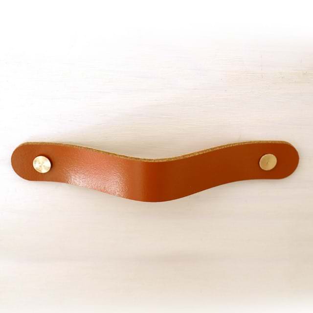 Miyako - Echtlederriemen als Korbgriff mit 2 Schrauben in Bronze - 17cm