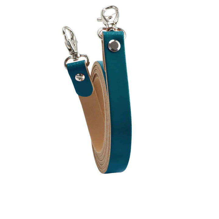 Miyako - Echtlederriemen 125cm mit Karabinern für Cross-Body in Petrol/Canard