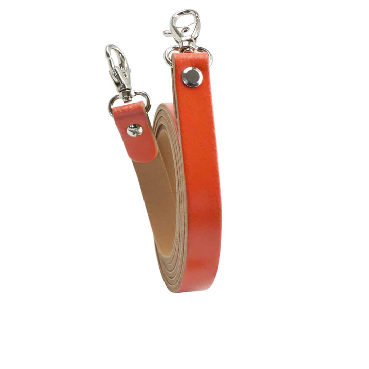 Miyako - Echtlederriemen 125cm mit Karabinern für Cross-Body in Orange