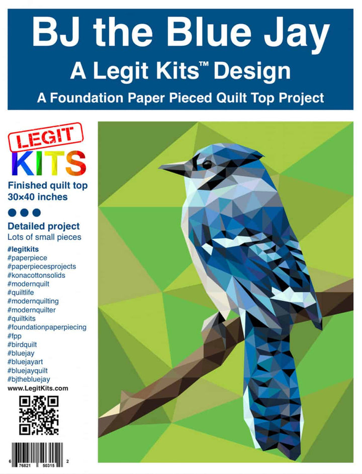 Patchwork-Schnittmuster - Legit Kits- "BJ the Blue Jay" (Foundation Paper Piecing)
