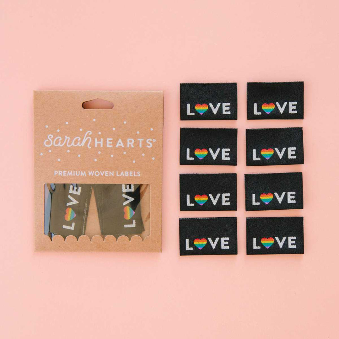 Webetiketten von Sarah Hearts: Love Pride Heart (8 Stück)