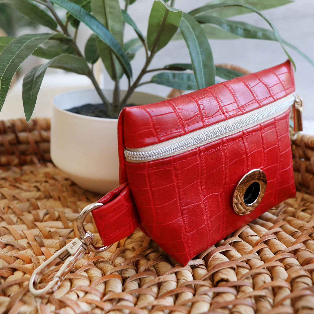 Kunstleder Crocodile in Crimson/ Rot