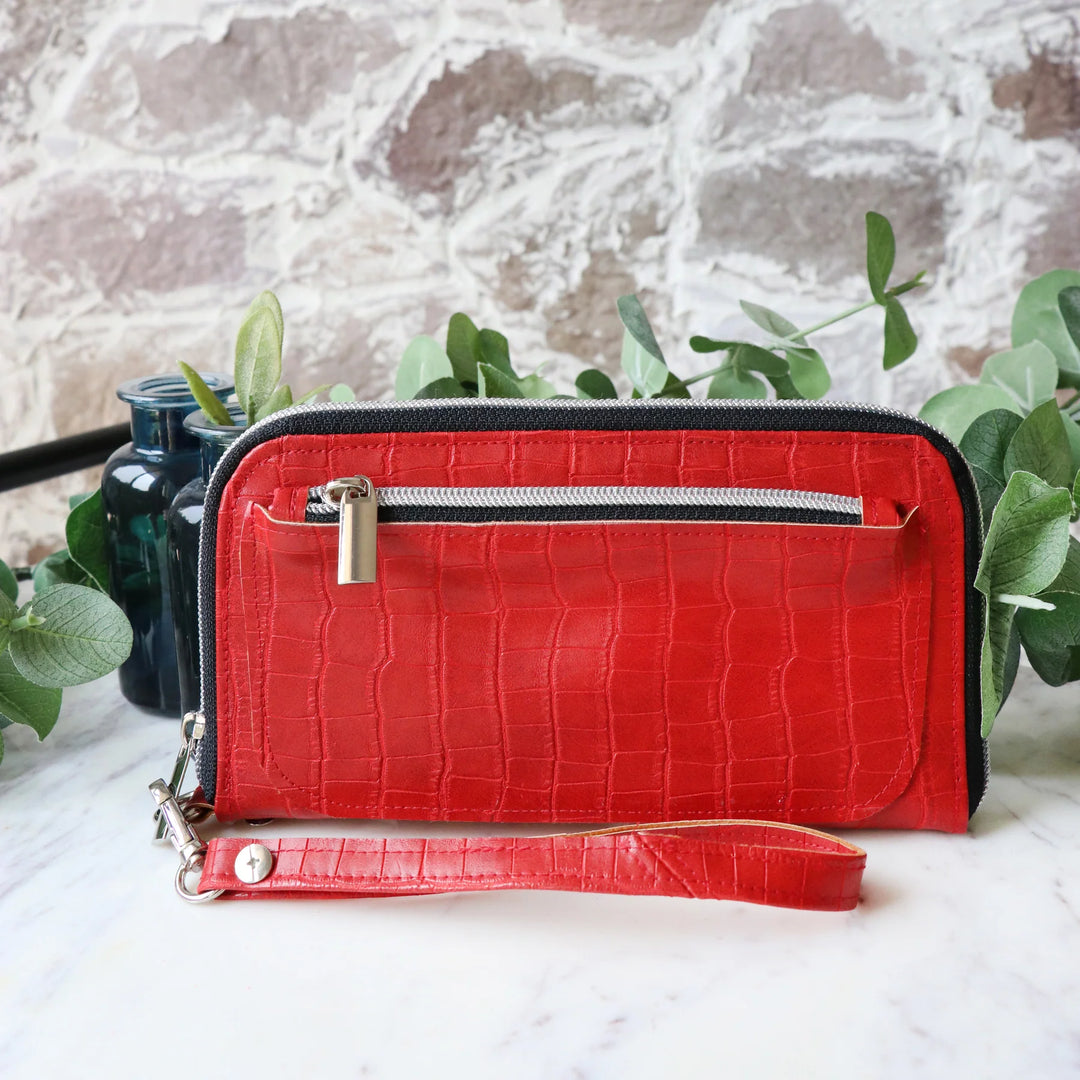 Kunstleder Crocodile in Crimson/ Rot
