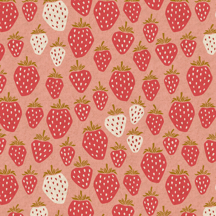 Cotton+Steel - Loes van Oosten - Under the Apple Tree II - Queen Of Berries in Queens Red (Unbleached Canvas)