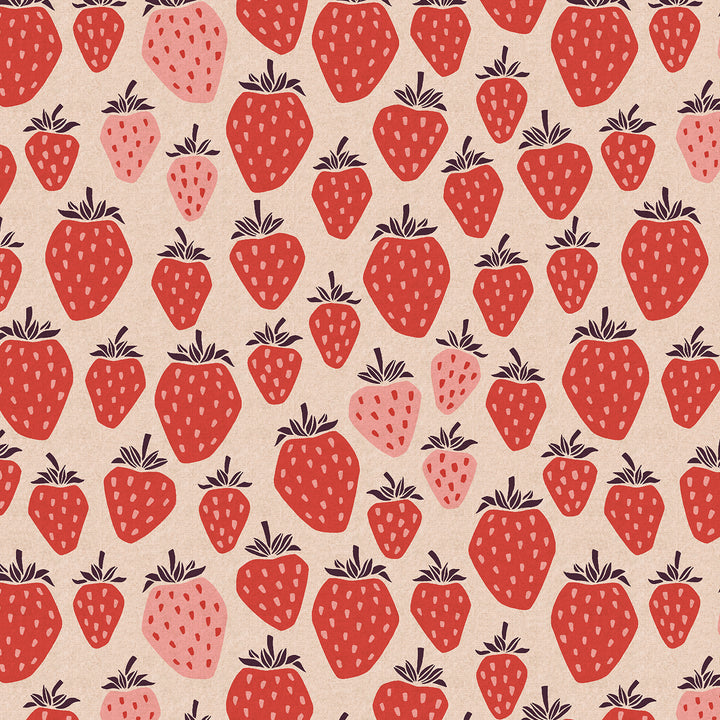 Cotton+Steel - Loes van Oosten - Under the Apple Tree II - Queen of Berries in True Red (Unbleached Canvas) - Reststück 140cm