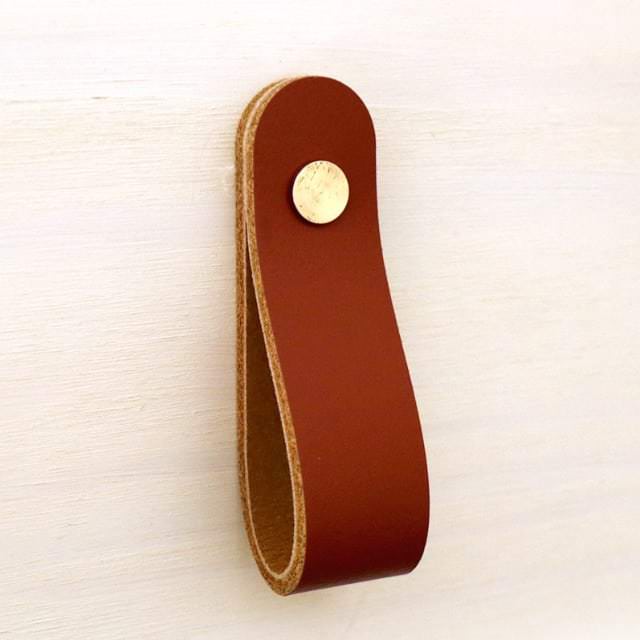 Miyako - Echtlederriemen für Griffe in Braun/Maron-17cm mit langen Schrauben