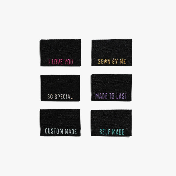 Webetiketten von Kylie and the Machine: Metallic Side Seams in Black (6 Stück)