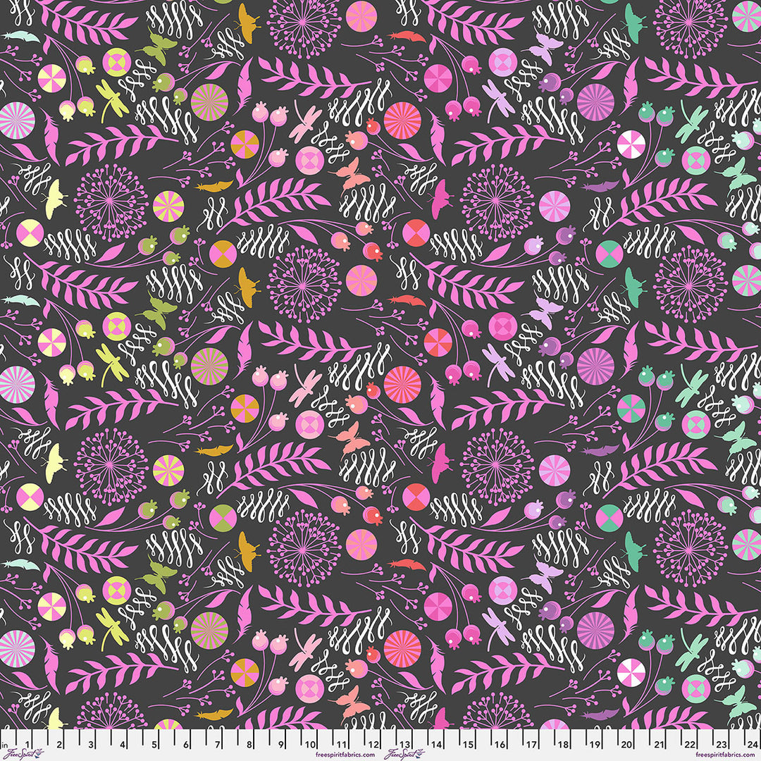 Tula Pink - Prince Charming Déjà Vu - Dandelion in Licorice (MINKY)