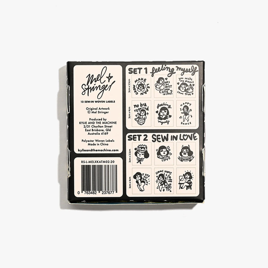 Webetiketten von Mel Stringer &amp; KATM: Sew-In Love + Feeling Yourself (12 Label)