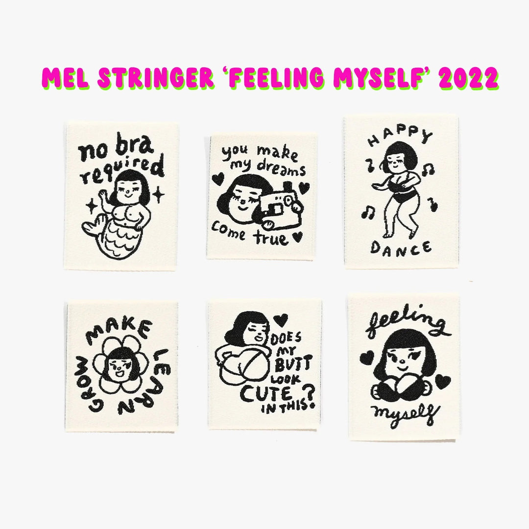 Webetiketten von Mel Stringer &amp; KATM: Sew-In Love + Feeling Yourself (12 Label)