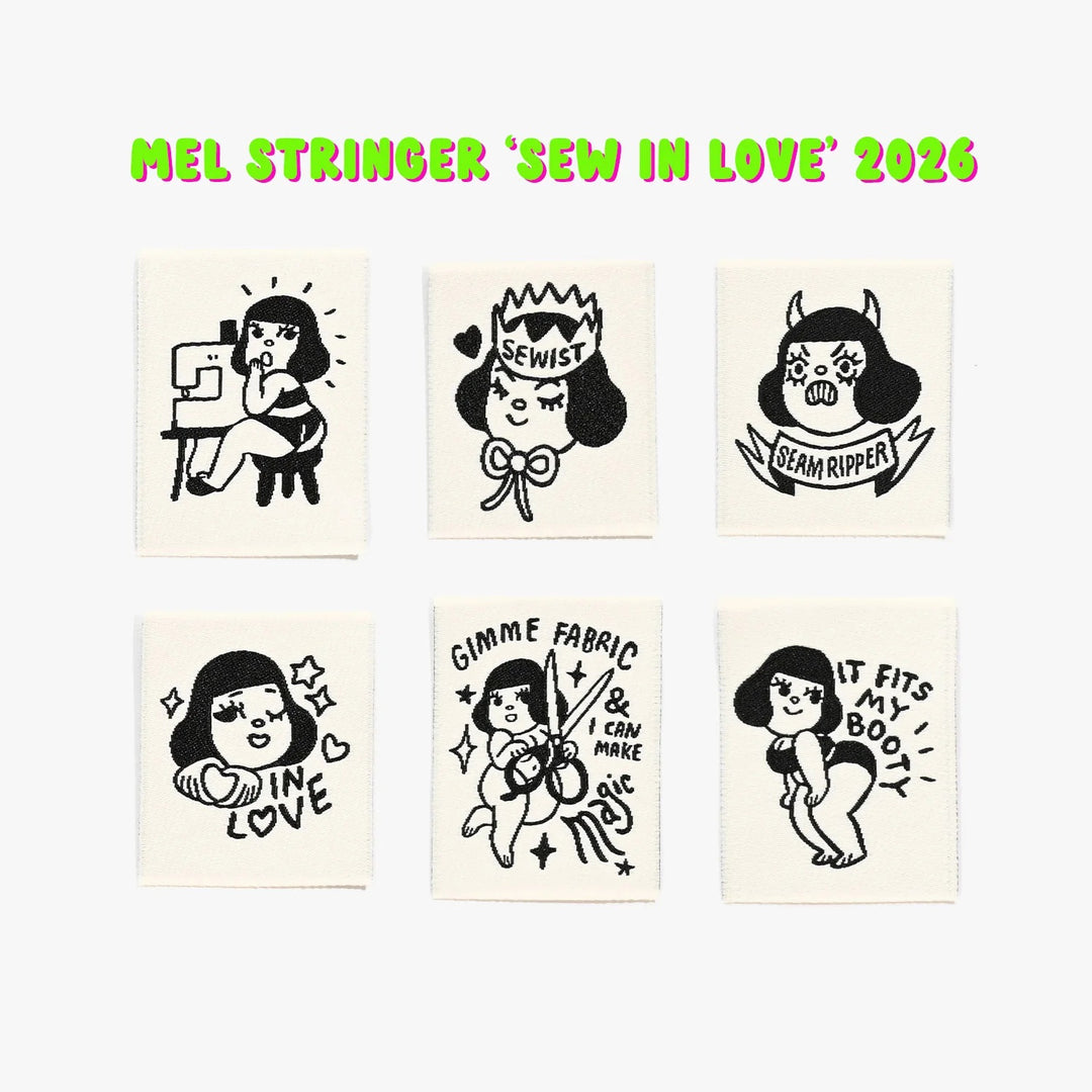 Webetiketten von Mel Stringer &amp; KATM: Sew-In Love + Feeling Yourself (12 Label)